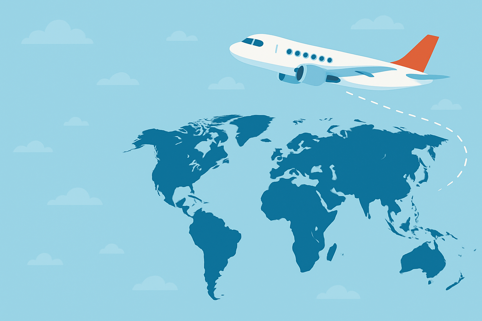 World map with airplane